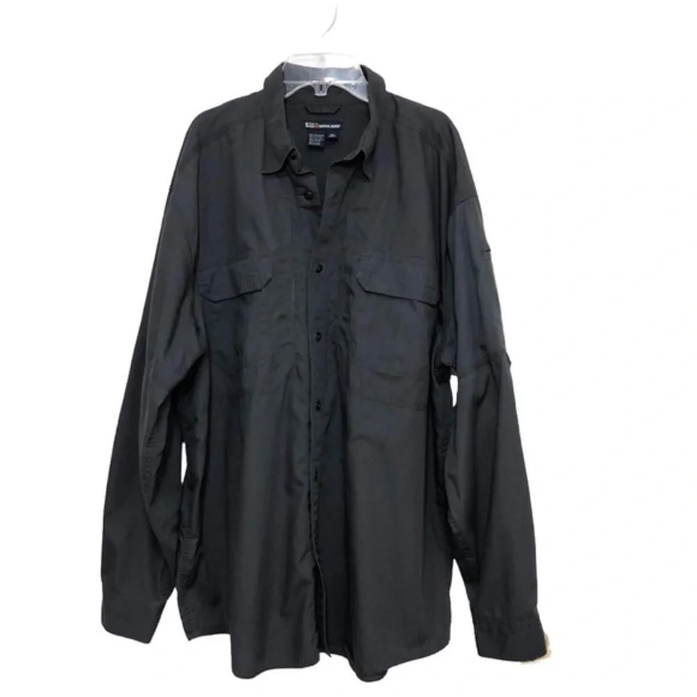 5.11 TACTICAL TACLITE PRO Grey Charcoal Long Sleeve Button Up Shirt XL Regular